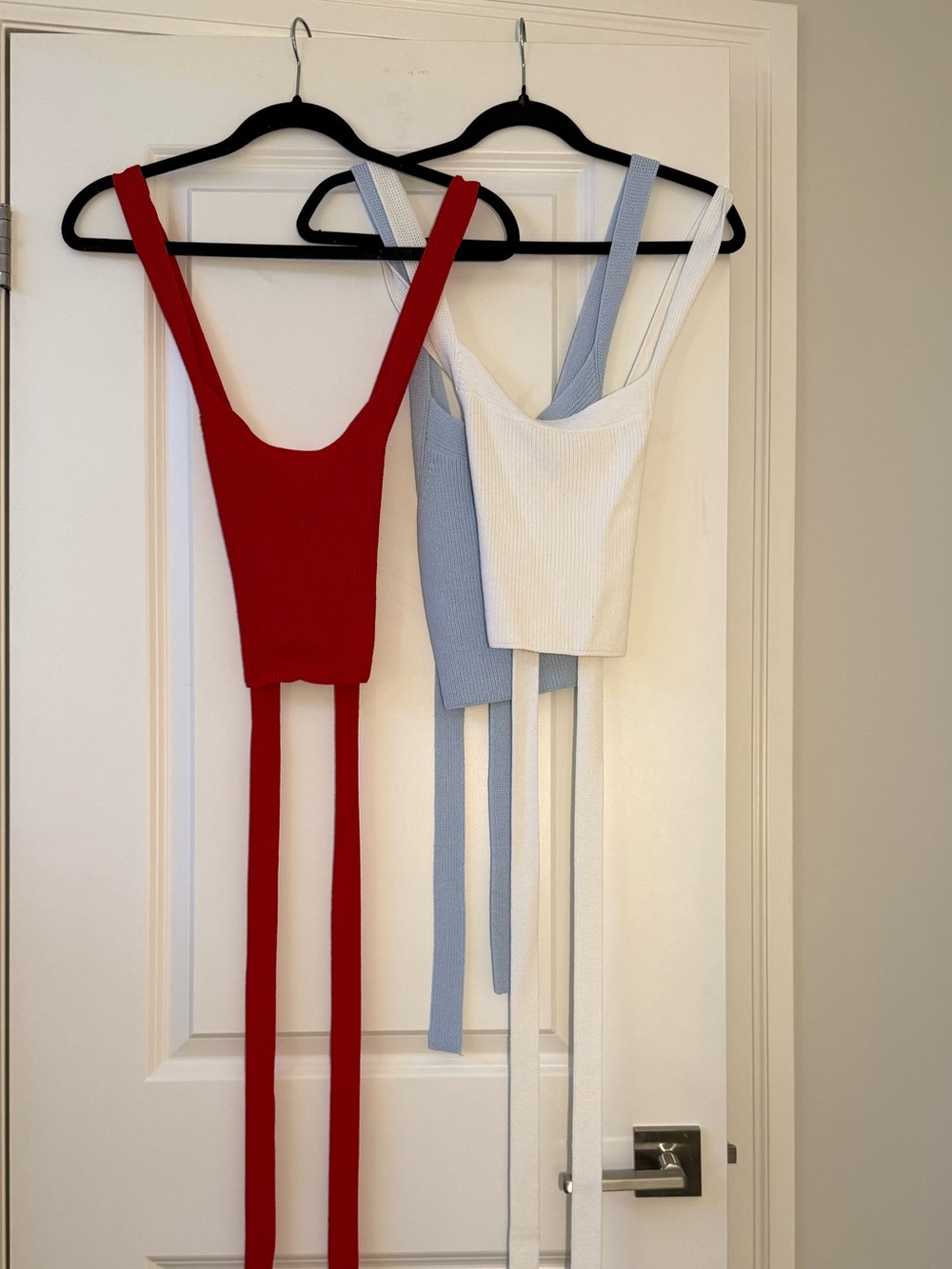 Wilfred Red, White & Light Blue knit wrap tanks - Picture 2 of 4